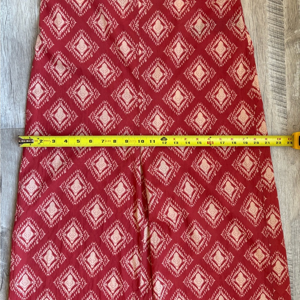 Zara Jami Jumpsuit 100% Cotton Terracotta and Cream Open Back Wide Leg - Picture 12 of 15